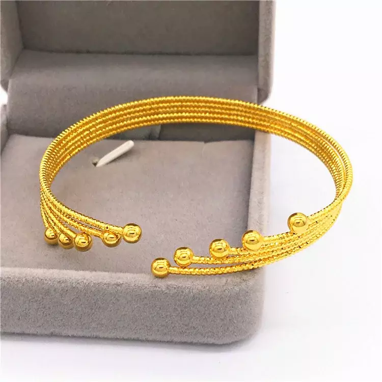 Bracelet vietnamien plaqué or sable, cuivre, ouverture simple, longue durée, dollar européen, bijoux de mariage