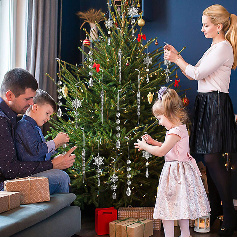 アクリルスノーフレークシミュレーション氷のペンダント、クリスマスツリーの飾り、家のためのクリスマスの装飾、新年の贈り物、2024、5個、2023