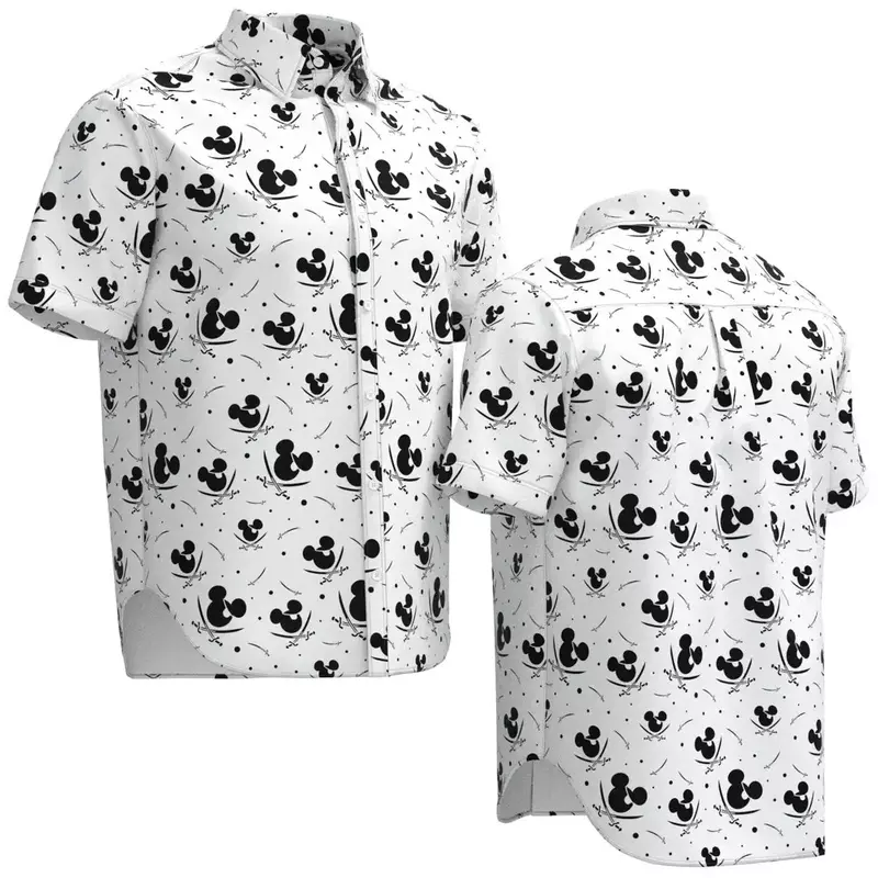Гавайская рубашка Disney, гавайская рубашка с повязкой на глаза Микки Мауса, пиратским мечом, гавайская рубашка Disneyland, модная рубашка с коротким рукавом
