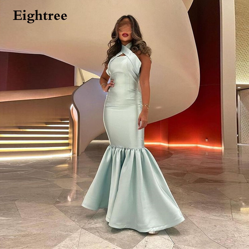 Gaun Malam Vintage Putri Duyung Delapan Pohon Gaun Formal 2022 Jubah Panjang Halter Dubai Abendkleider Vestidos De Gala