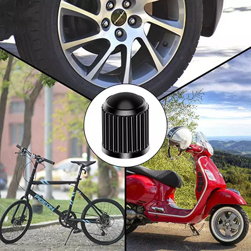 Tampas de válvula do pneu do carro com anel de borracha, Universal Tire Haste, Capas de poeira para carro, bicicleta, motocicleta, bicicleta, preto, vermelho