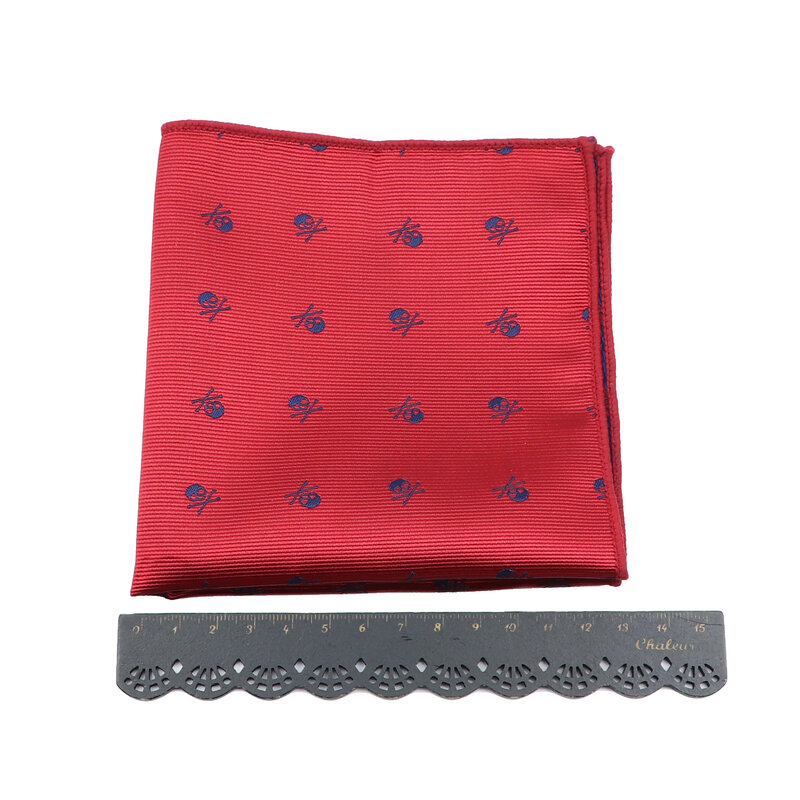 Pañuelo cuadrado de bolsillo para hombre, traje de pañuelo de calavera azul, rojo y negro, negocios, boda, fiesta, toalla de pecho, nuevo diseño, 26x26CM