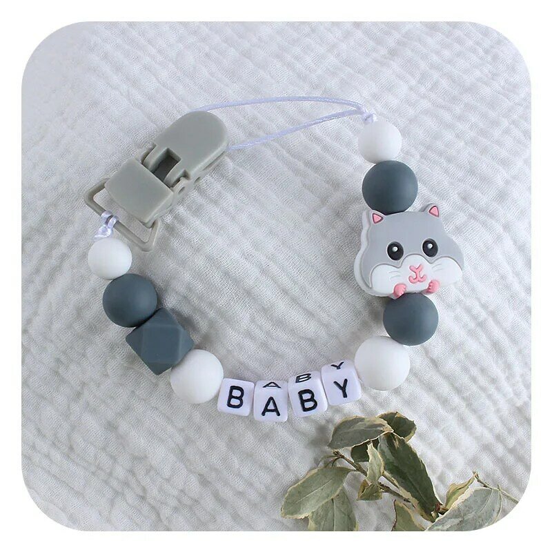 Clip para chupete de bebé con nombre personalizado, cadena de silicona, Totoro, accesorios para juguetes de dentición, alimentación infantil
