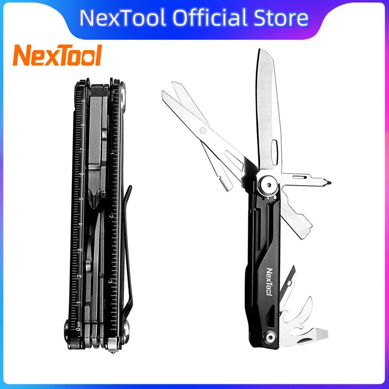 Nextool pisau multifungsi 12 In 1, pisau alat saku multifungsi luar ruangan, pisau lipat Mini Portabel