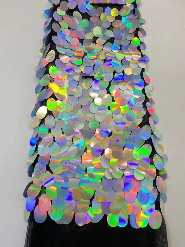 Тяжелая блестящая кружевная ткань 18 мм, цветная ткань в крупную рыбку, юбка-Русалка для свадебного платья, роскошное вечернее платье 5 ярдов