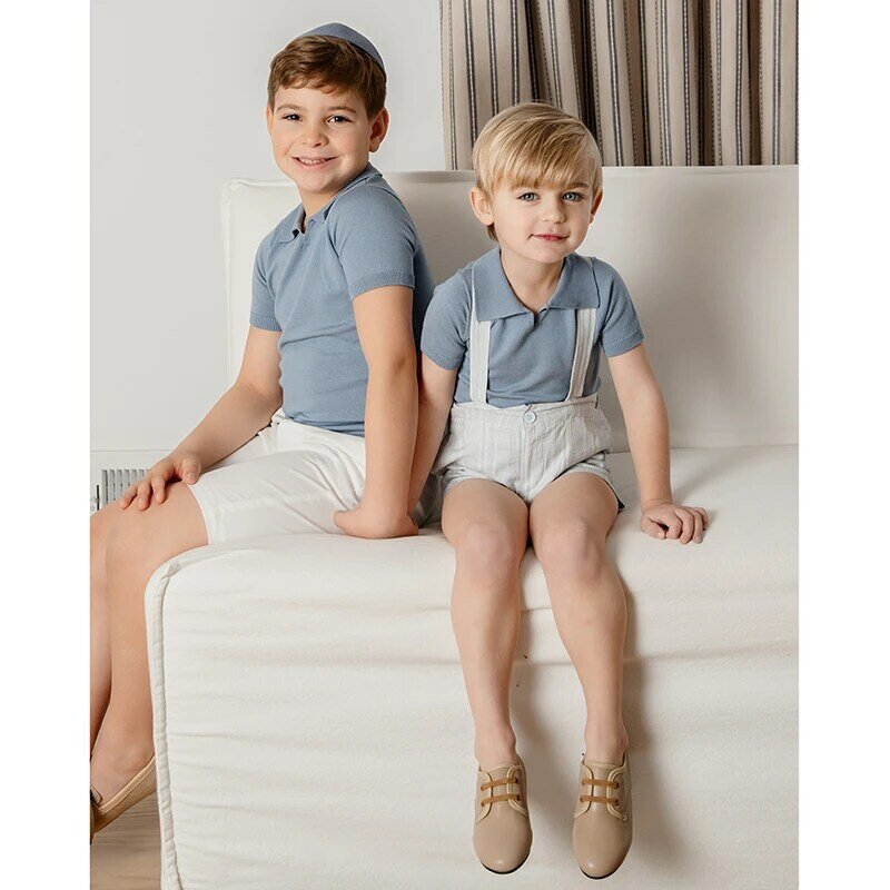 AP Boys 2024 New Style Boys Silk Tencel Knitting Polo Shirt pantaloni corti in cotone per bambini, #6605