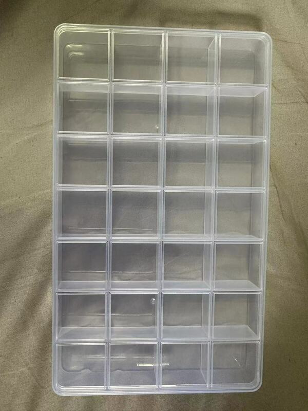 Caja de exhibición de joyería transparente, caja de almacenamiento de joyería, 28 cuadrículas, rejilla fija pequeña, almacenamiento de Material PP