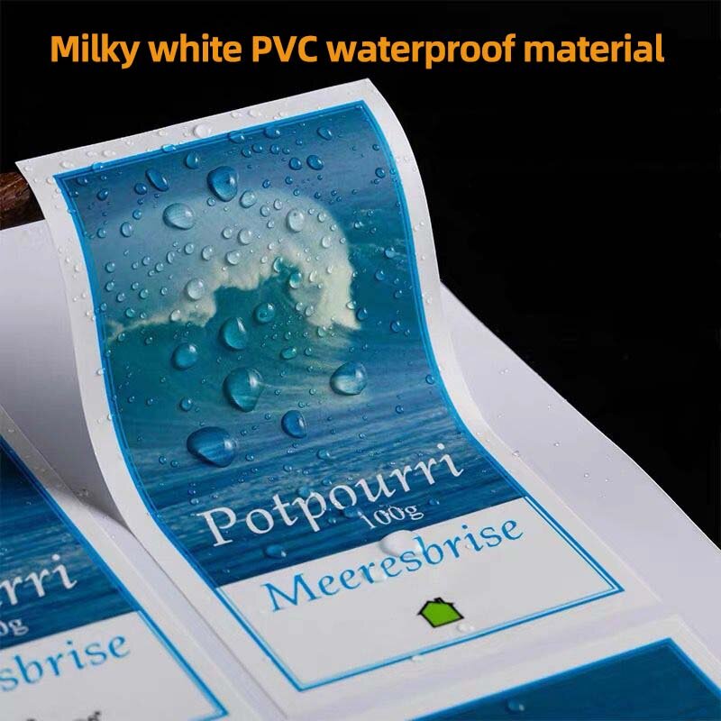 Pegatinas de color personalizadas, etiqueta autoadhesiva transparente, producto de PVC, etiqueta de marca comercial de dibujos animados, logotipo impreso