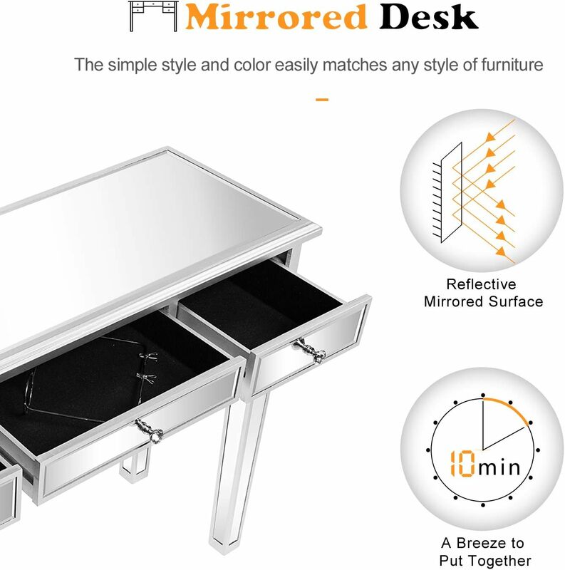 Meja rias cermin dengan 2/3/5 Laci, meja konsol Modern/meja Sofa/meja rias