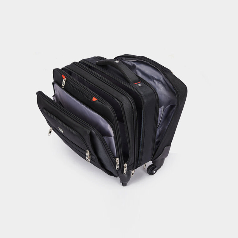 Black Oxford Cloth Waterproof Suitcases Luggage For Women/Men 18" Large Size With Spinner Aluminum Alloy Telescopic Rod