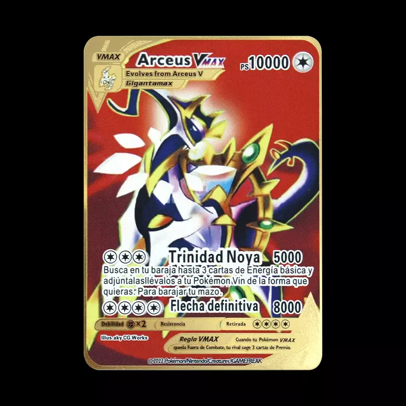 Pokemon 183200 High Hp Charizard Pikachu Mewtwo Arceus Gold English French Spanish Metal Cards Vmax Mega GX Collection Cards