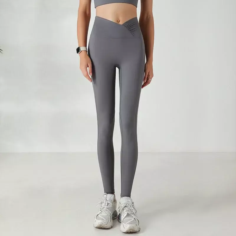 Nowe spodnie brzoskwiniowe nagie spodnie do jogi bez żenującej linii z wysokim stanem biodra elastyczne spodnie do fitnessu