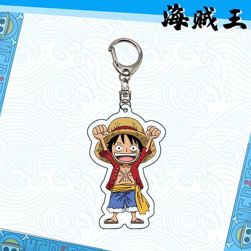 7CM Anime ONE PIECE Monkey D.Luffy Chopper Q Version figure Acrylic Model doll Transparent Pendant Accessories Key Ring gifts