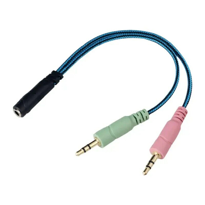 Cable divisor Y para auriculares, adaptador de micrófono de Audio de 3,5mm para auriculares de ordenador, enchufe de 2 vías