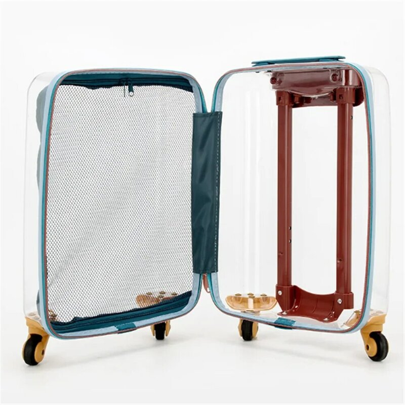 Maleta transparente de 20 pulgadas, equipaje de embarque ligero pequeño, tamaño de cabina, caja de carro