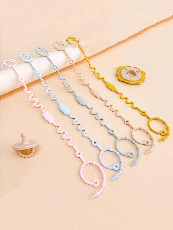 1Pc Infant Food Grade Silicone Color Anti-lost Chain Strap Pacifier Holder Chain High Quality Baby Teether Toys Straps