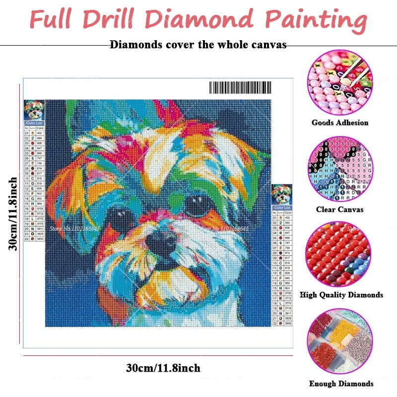 Kits de pintura de diamantes 5D DIY, perro Shih Tzu, pintura de diamantes de animales por números, manualidades artísticas para decoración del hogar, regalos para adultos
