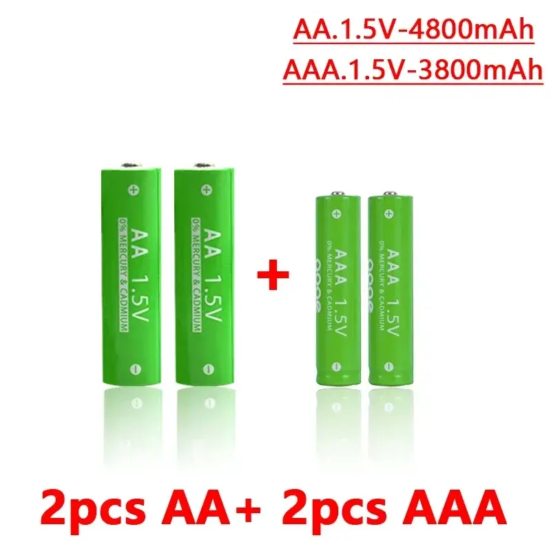 AA + AAA Rechargeable Alkaline Battery AA 1.5V 4800mAh/1.5V AAA 3800mah Flashlight Toys Watch MP3 Player Replace Ni-Mh Battery