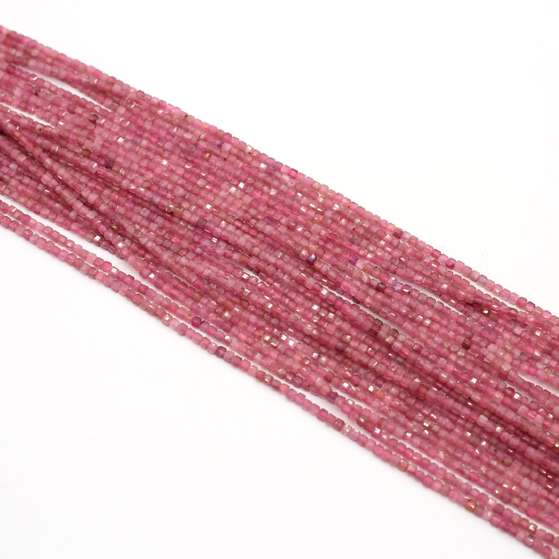 Natural Stone Cube Beads Pink Tourmaline Crystal Loose Bead for Fashion Jewelry Making Diy Necklace Bracelet Accessories