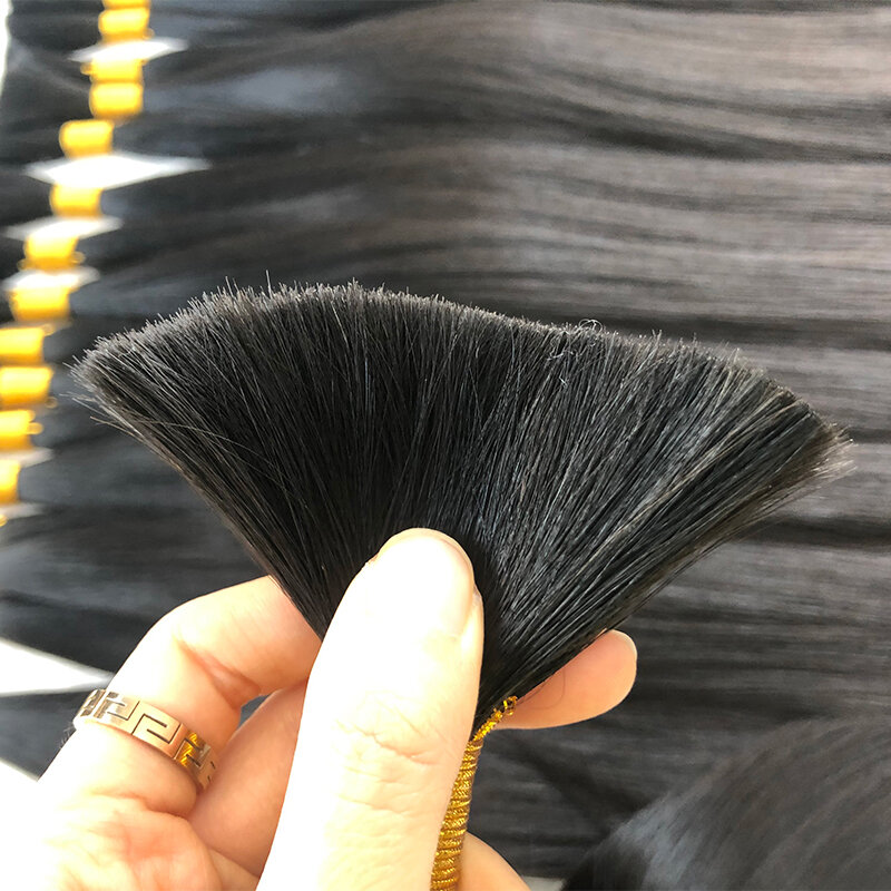 Rambut lurus jumlah besar 100% rambut asli Brasil Remy mesin rambut kepang manusia dibuat rambut pakan jumlah besar rambut pirang alami 50G/untai
