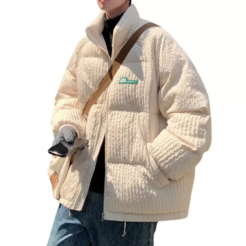 Casaco de algodão espesso inverno masculino, roupa de casal, jaqueta de pão, marca moderna, senso de design, coreano