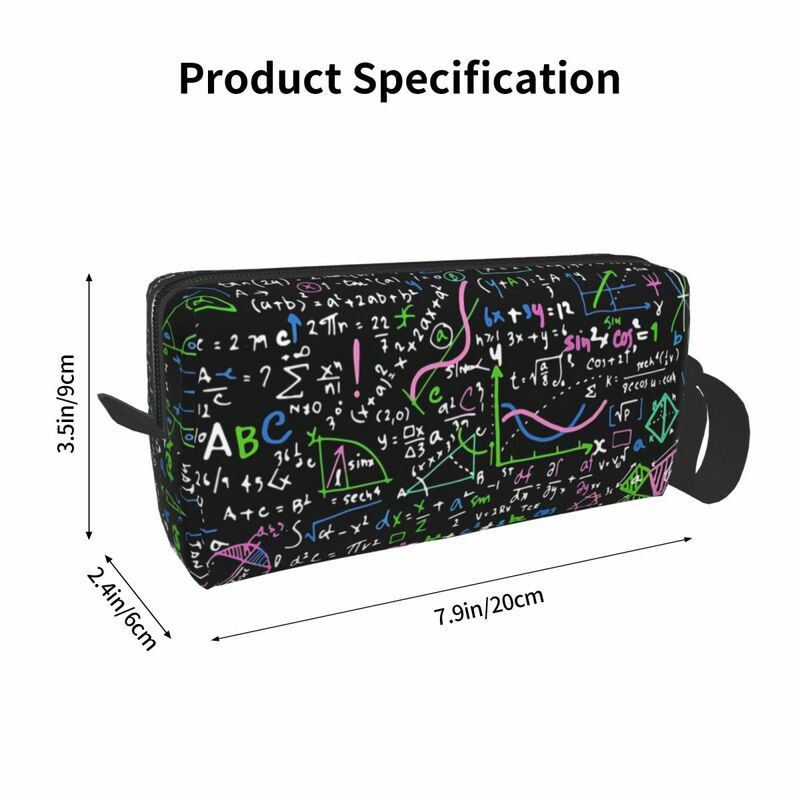 Math Makeup Bag Cosmetic Organizer Storage Dopp Kit Toiletry Cosmetic Bag for Women Beauty Travel Pencil Case