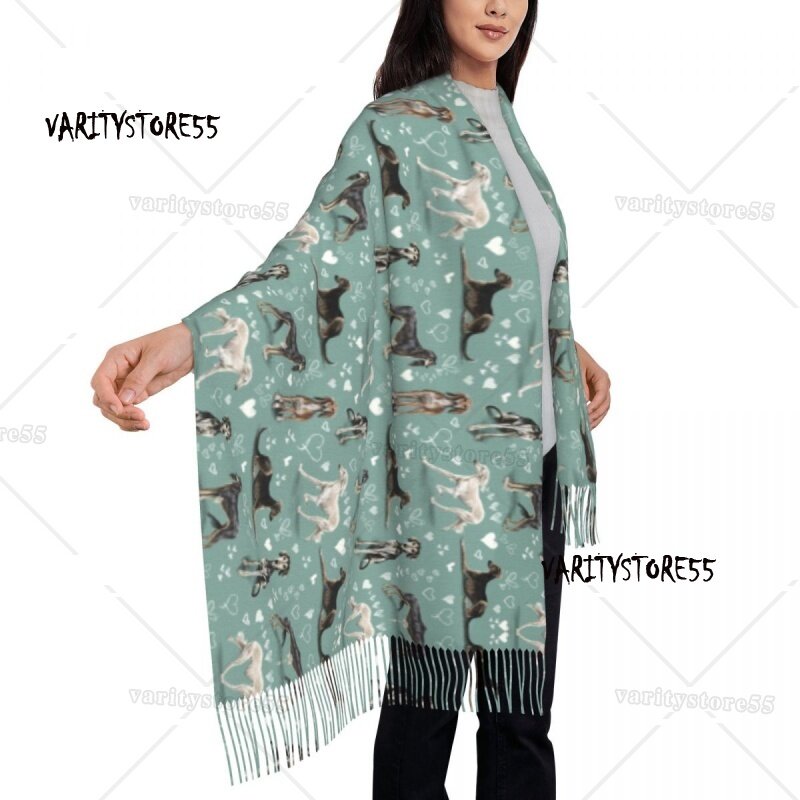 ผ้าพันคอสีเขียวซาลูกิขนาดใหญ่สำหรับผู้หญิงผ้าพันคอสุนัขแบบพันรอบให้ความอบอุ่นในฤดูหนาว