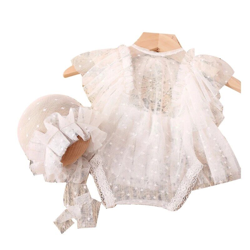0-1M Newborn Shower Gift Photo Props Princess Jumpsuit Bonnet Photography Suit
