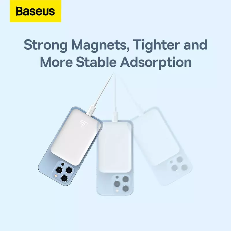 Baseus 자기 보조베터리 20 와트 6000mAh 외부 배터리 magsafe 보조베터리 휴대용 충전기 아이폰 14 13 12 미니 프로
