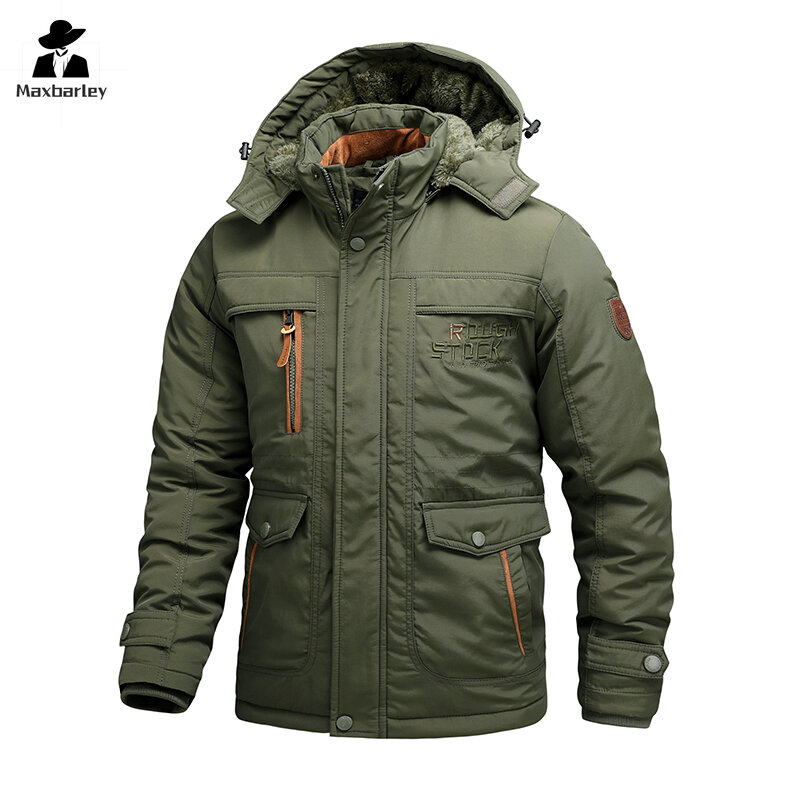 2023 Men Winter Windproof Fleece Warm Detachable Hooded Parkas Men Outdoors Casual Sport Thicken Parkas Male Coat Plus Size 6XL