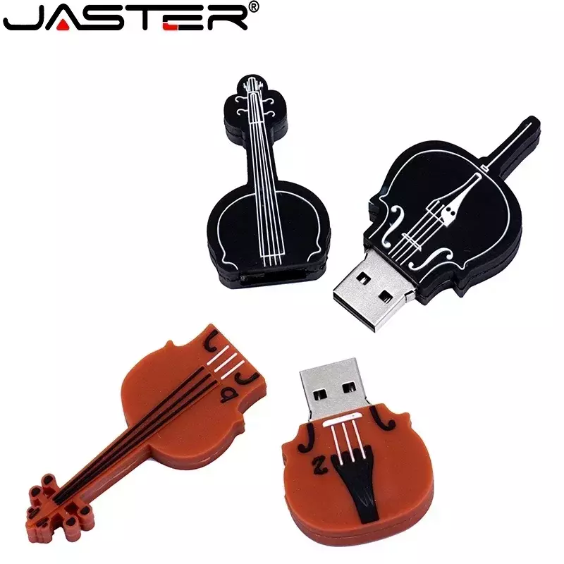 JASTER-USB Flash Drives à prova d'água, Pendrive bonito dos desenhos animados, Instrumento Musical, Guitarra, Violino, USB 2.0, 8GB, 16GB, 32GB, 64GB