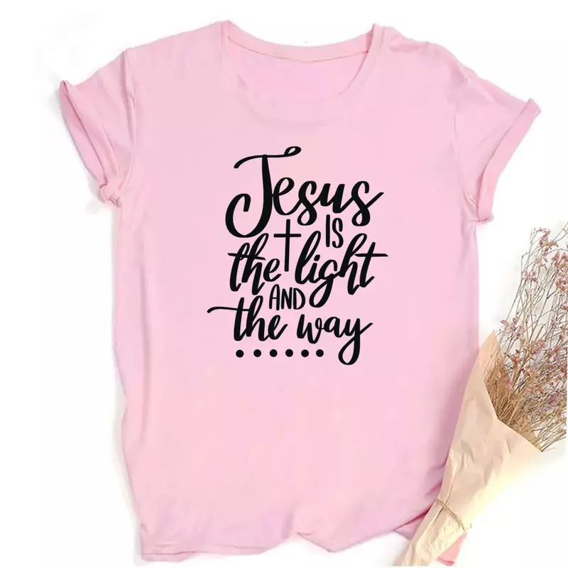 Y2k Short Sleeves Summer T-shirt Coffee Gets Me Started Jesus Keeps Me Going Print Tee Women's Clothing Crew Neck Casual Top