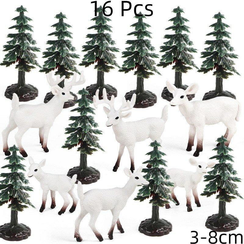 Jouets modèles d'animaux de Noël pour enfants, cerf à queue blanche sauvage, wapiti, cerf Sika, ensemble d'ornements solides, modèle de simulation