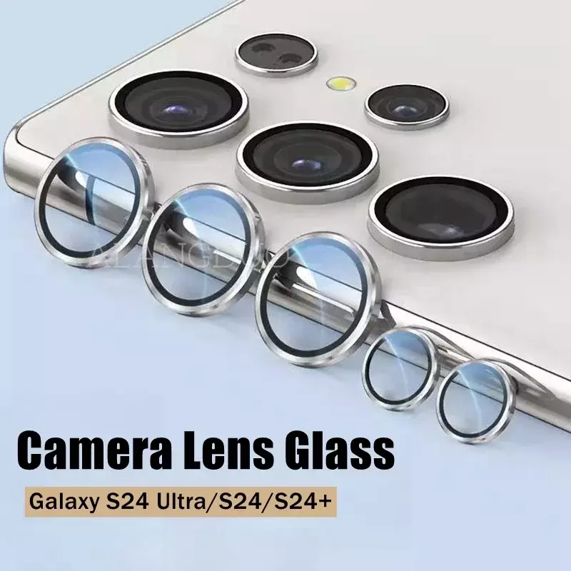 Cincin kaca lensa kamera untuk Samsung Galaxy S24 Ultra S24 + Plus pelindung layar pelindung S24ultra asli casing tutup logam warna