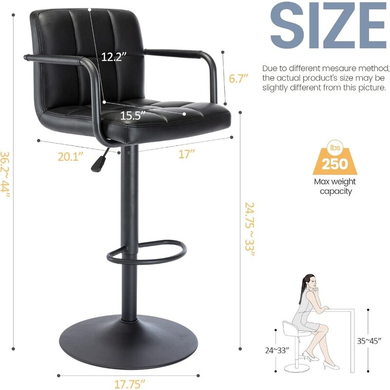 Café Set furnitur kursi bar putar dapat disesuaikan dengan punggung dan lengan, meja angkat udara tinggi kursi Pub Café Set furnitur