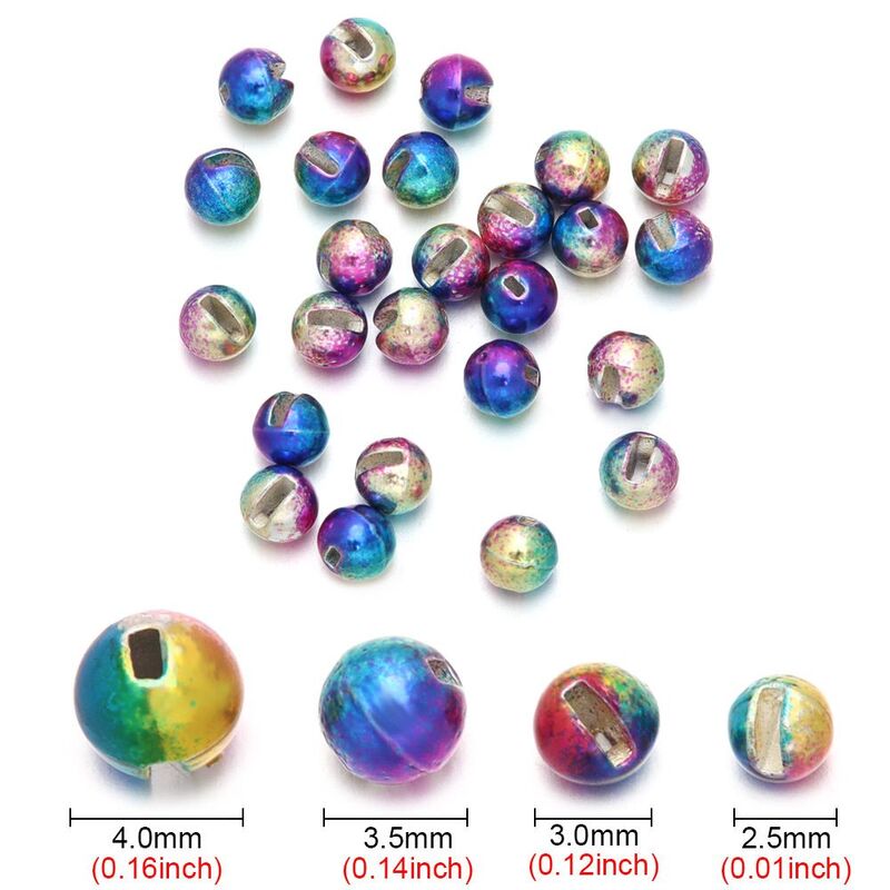 Perles de tungstène fendues, matériel de fixation de mouches, 2.5mm, 3.0mm, 3.5mm, 4.0mm, lot de 25 pièces