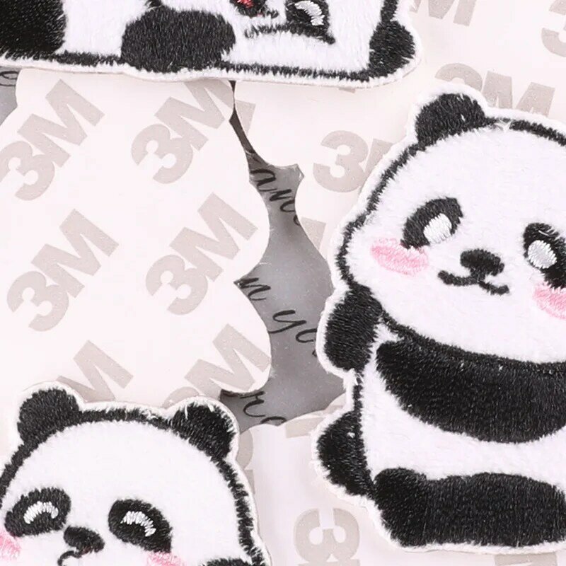 Cute Panda Cartoon Animal Bordado Tecido Patch, Etiqueta térmica para pano, Chapéu, Jeans, Mochila, Logotipo de emblema adesivo, Costurar, 2024
