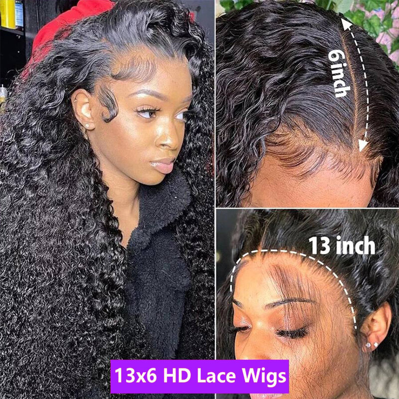 Transparent Deep Wave Frontal Wig 13x4/13x6 Curly Lace Front Human Hair Wigs For Women Wet And Wavy 4x4 Water Lace Closure Wig