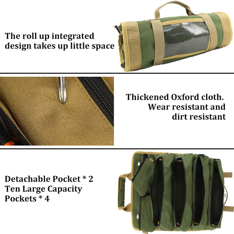 Túi đựng dụng cụ cuộn túi đựng dụng cụ treo nhiều túi Túi đựng dụng cụ cầm tay cho thợ cơ khí/thợ điện/xe máy/xe tải