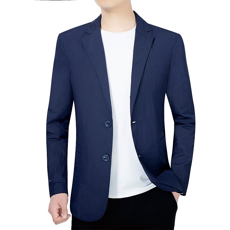 New Summer Man Quick Drying Thin Blazers Jackets Business Casual Suits Coats Fashion Male Blazers Men's Sunscreen Clothing 4XL
