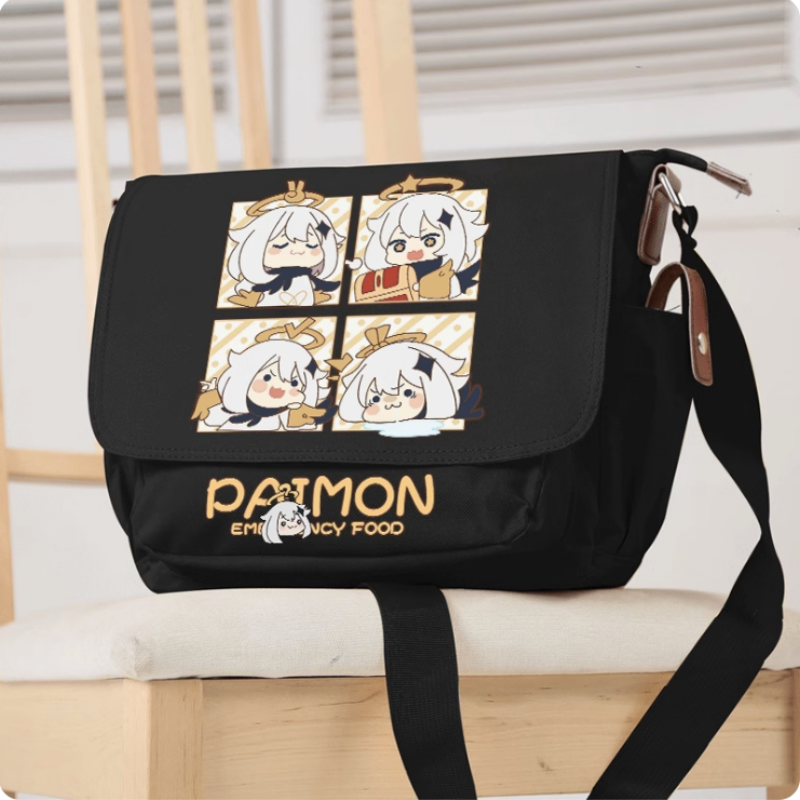 Tas kartun Anime Genshin Impact Paimon Unsix Fashion santai Remaja tas selempang tas tangan mahasiswa B220