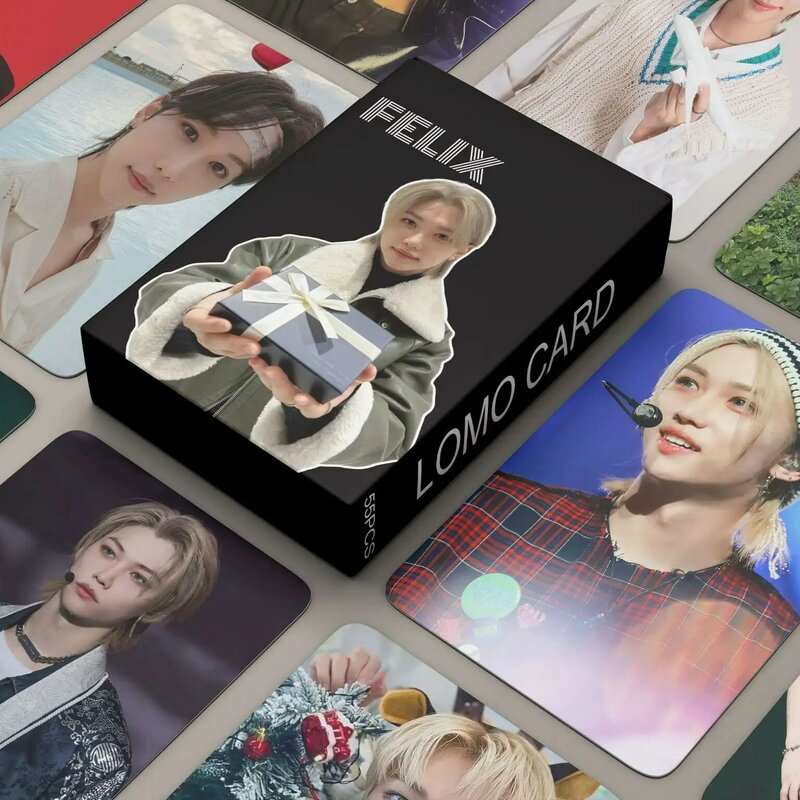 Sesión fotográfica del grupo Kpop de 55 piezas, juego de tarjetas de impresión para Fans, colección de tarjetas Lomo, Hyunjin, Felix Bangchan