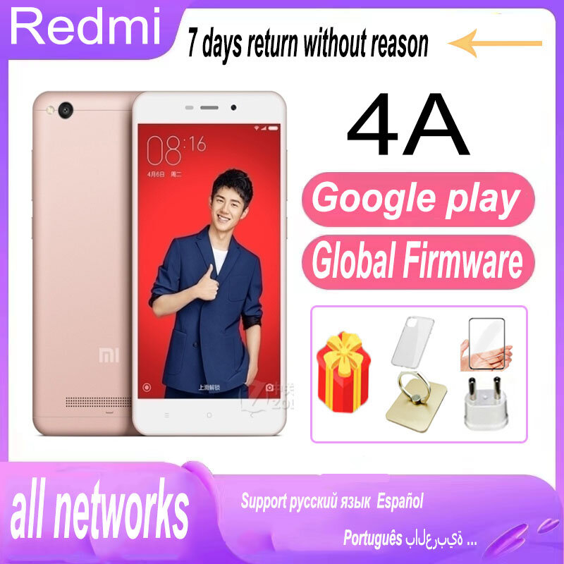 สมาร์ทโฟน Xiaomi redmi 4A เฟิร์มแวร์ทั่วโลกโทรศัพท์มือถือ2GB 16GB googleplay โทรศัพท์มือถือ celulares Android Snapdragon