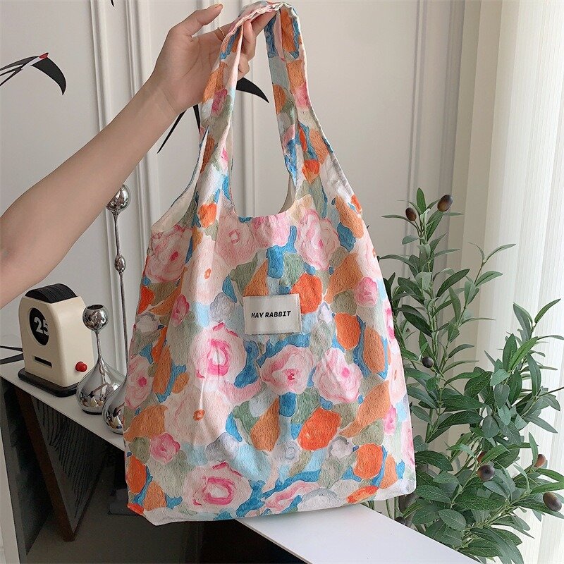 Shoulder Tote Women's Bag Handbags Trend 2024 Shopper High Quality Youth Women's Bags Beach University Canvas Eco Summer Vintage