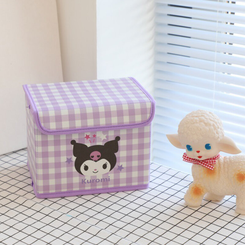Sanrio Hello Kitty kotak penyimpanan Desktop lucu Kuromi Cinnamoroll serba-serbi mainan pakaian dalam alat tulis kosmetik Organizer keranjang