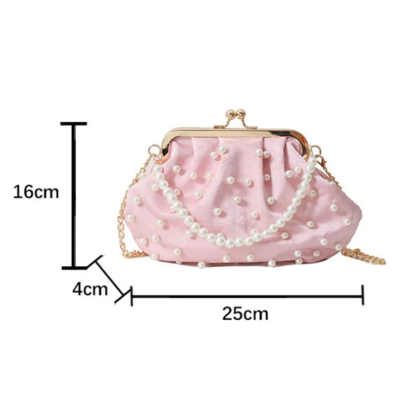 Bolso de mano pequeño con forma de concha de mar para mujer, bolso de hombro diario, cadena cruzada, moda clásica, rosa y blanco, Verano