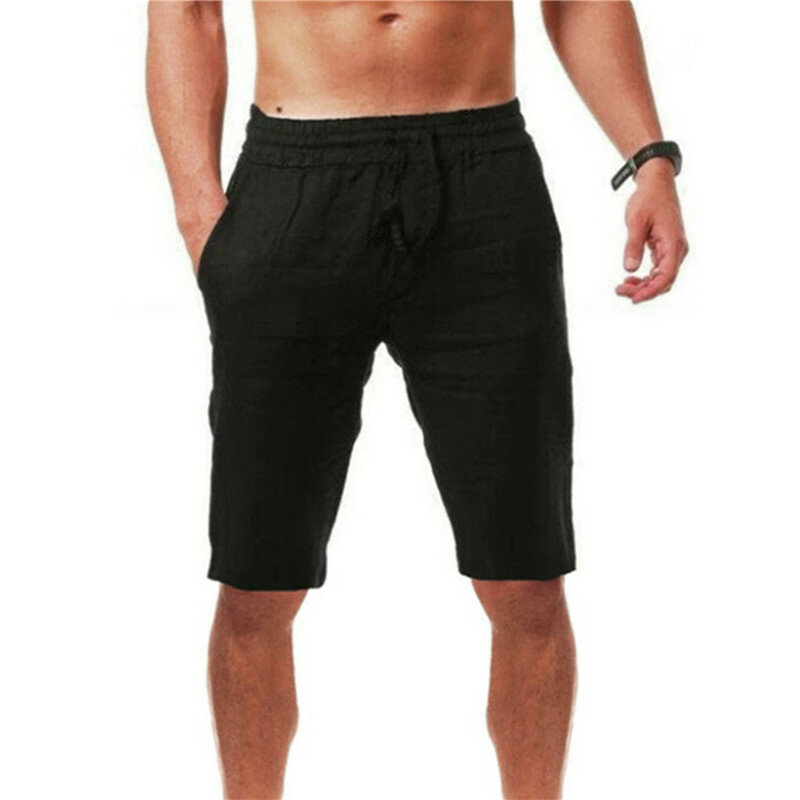 Celana pendek kasual pria, celana pantai warna polos nyaman bernafas musim panas untuk lelaki