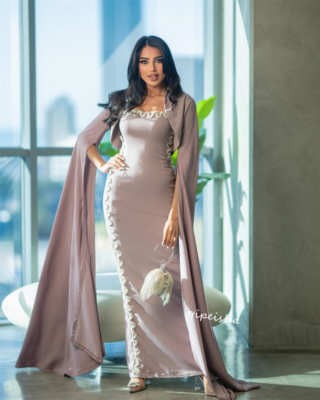 Ball Dress Evening Prom  Jersey Ruched Engagement A-line Square Neck Bespoke Occasion Gown Midi es Saudi Arabia