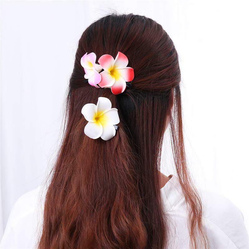 FRCOLOR-Pince à cheveux fleur PlumBR hawaïenne, accessoire pour cheveux, fête sur la plage, décoration rigourde mariage, 12 couleurs, 2.4 po, 24 pièces