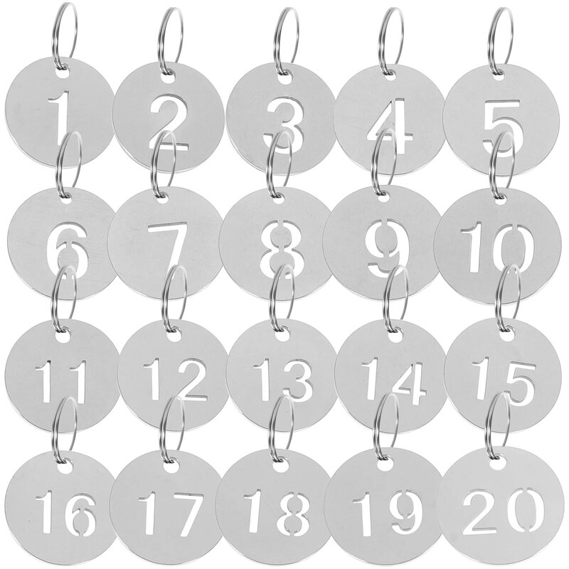 Number Plate Stainless Steel Round Labels Key ID Locker Tags Number Suitcase Hanging Keychain DIY